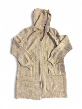 BiBi Knit Hooded Open Cardigan - Light Taupe